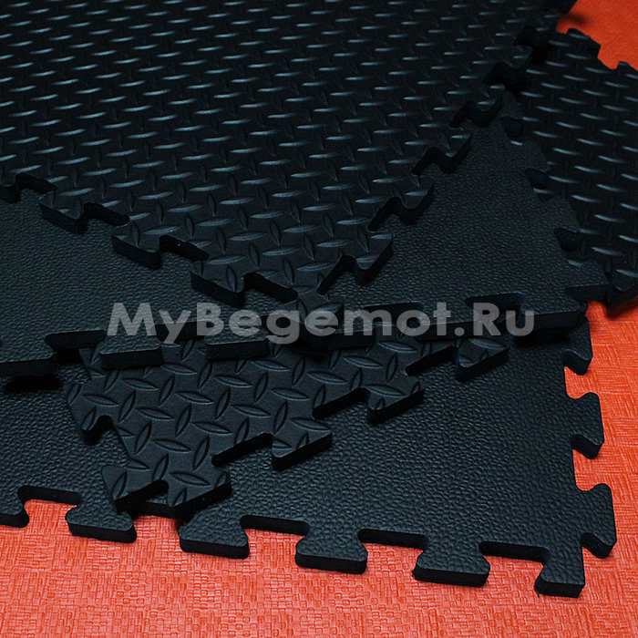 Покрытия для спортзала 45х45x1,4 см, 80 Shore A, чёрные