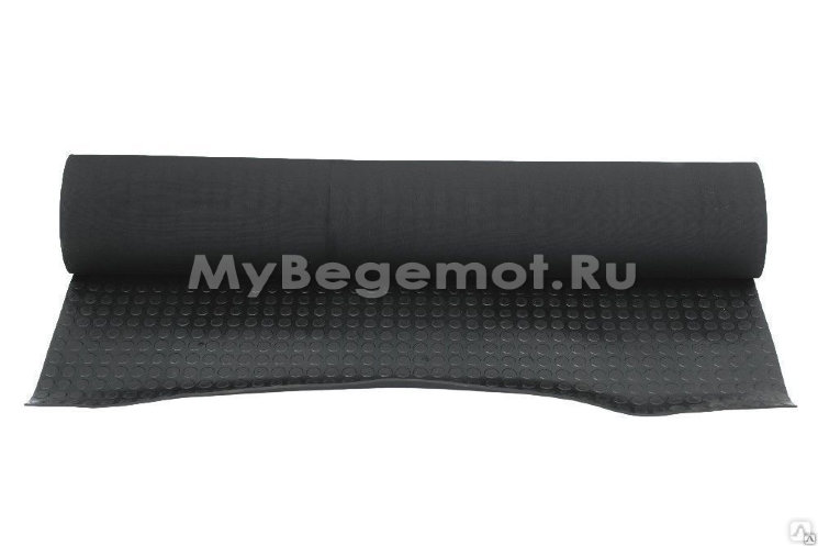 Рулонная резина, резиновое покрытие  "Монетка" 1.5*10.0 м, 5 мм, черный