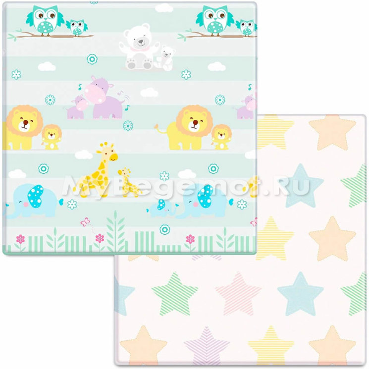 Коврик для ползания FunKids™ Small-12 «Мамы и Дети / Звезды», двусторонний.